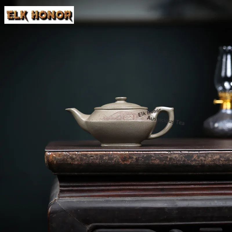 300ml Creative Yixing Purple Clay Teapots Hand-carved Square Pot Raw Ore Crab Shell Green Kettle Zisha Chinese Teaware Set Gift
300ml Creative Yixing Purple Clay Teapots Hand-carved Square Pot Raw Ore Crab Shell Green Kettle Zisha Chinese Teaware Set Gift