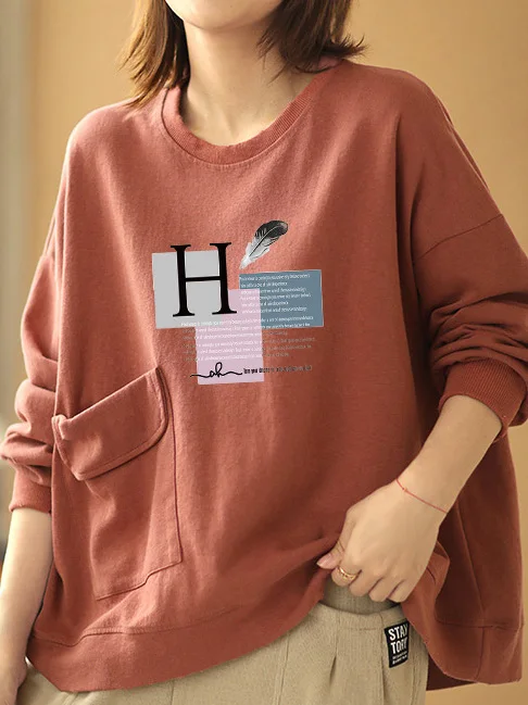Women's Long Sleeve Sweatshirt Loose plus Size Pocket Design Inner Wear Cotton Autumn Winter Top Trendy Comfortable Korean Style
Women's Long Sleeve Sweatshirt Loose plus Size Pocket Design Inner Wear Cotton Autumn Winter Top Trendy Comfortable Korean Style