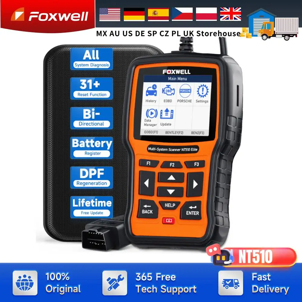 OBD2 Car Scanner Tools Bi-Directional All System Code Reader FOXWELL NT510 Elite 30+ Reset OBD 2 Automotive Diagnostic Scan Tool
OBD2 Car Scanner Tools Bi-Directional All System Code Reader FOXWELL NT510 Elite 30+ Reset OBD 2 Automotive Diagnostic Scan Tool