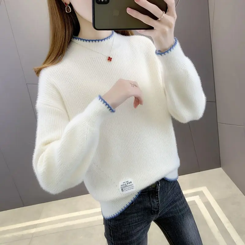 Women Knitted Sweater Solid Thick Pullovers Autumn Winter New Long Sleeve Faux Mink Fur Cashmere Turleneck s Q659
Women Knitted Sweater Solid Thick Pullovers Autumn Winter New Long Sleeve Faux Mink Fur Cashmere Turleneck s Q659