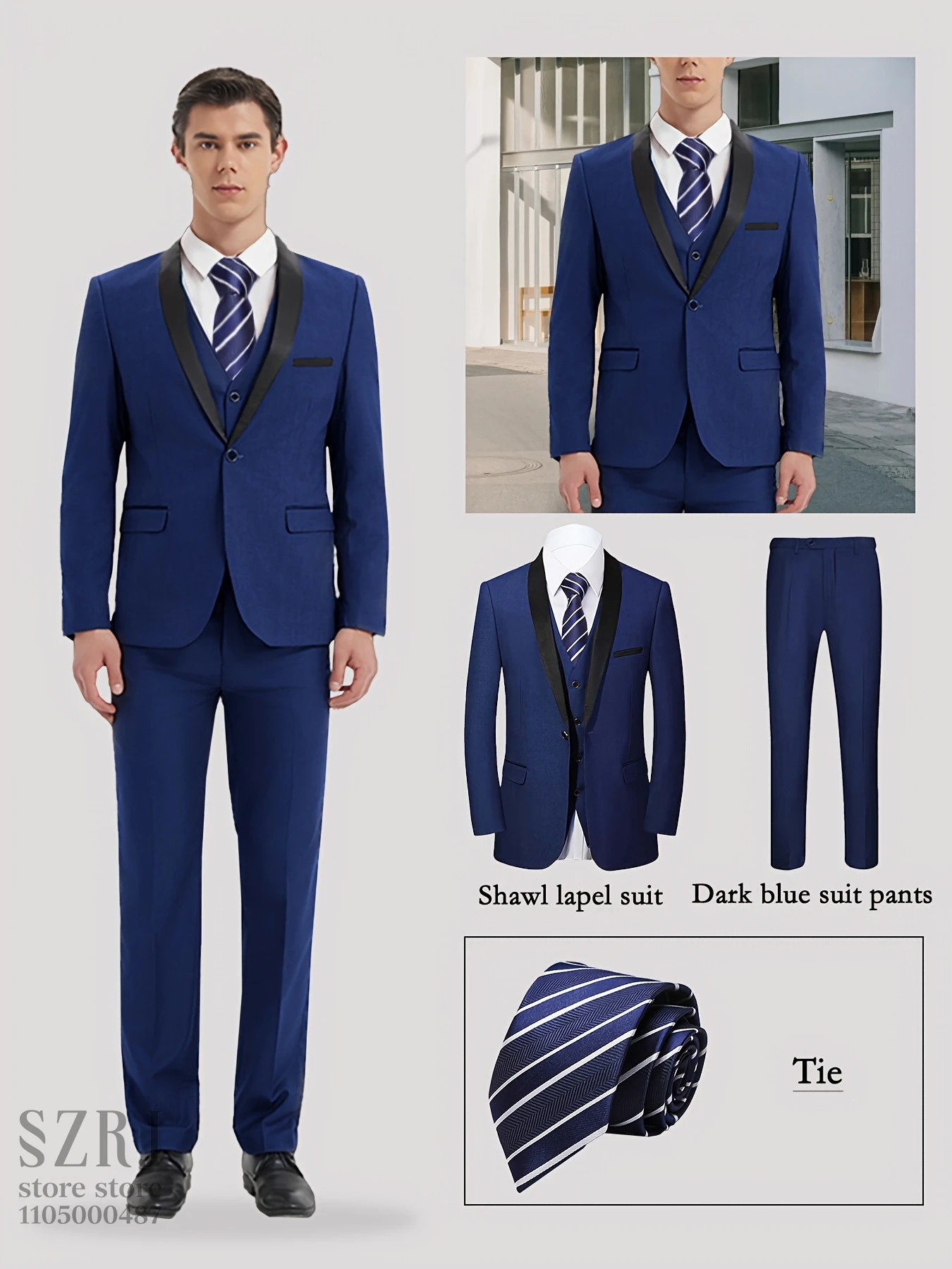 4pcs Men's Tuxedo Set:Classic Lapel Blazer,Vest,Pants&Tie High-Quality,Adjustable Waist.For Parties,Weddings, Proms. Comfy Fit.
4pcs Men's Tuxedo Set:Classic Lapel Blazer,Vest,Pants&Tie High-Quality,Adjustable Waist.For Parties,Weddings, Proms. Comfy Fit.