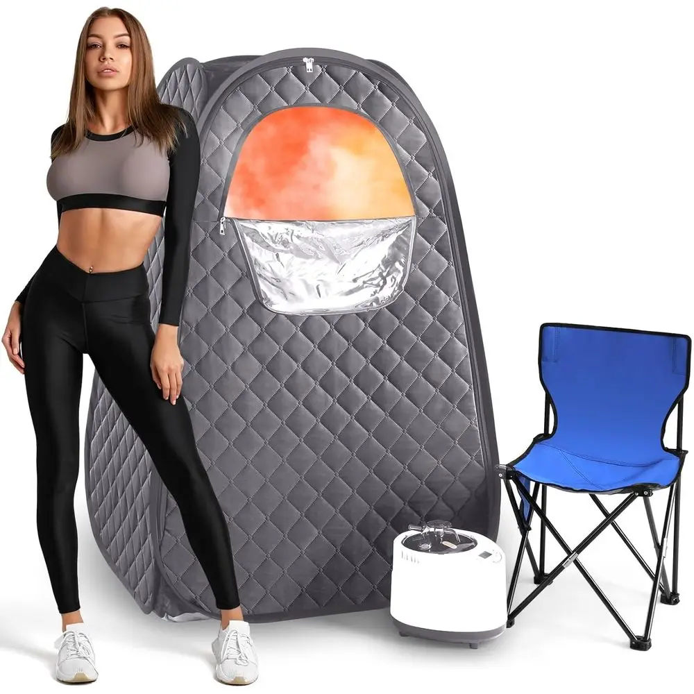 Portable Full-Body Steam Sauna Tent with 2.6L 1000W Generator, 90-Minute Timer, Chair, and Remote Control
Portable Full-Body Steam Sauna Tent with 2.6L 1000W Generator, 90-Minute Timer, Chair, and Remote Control