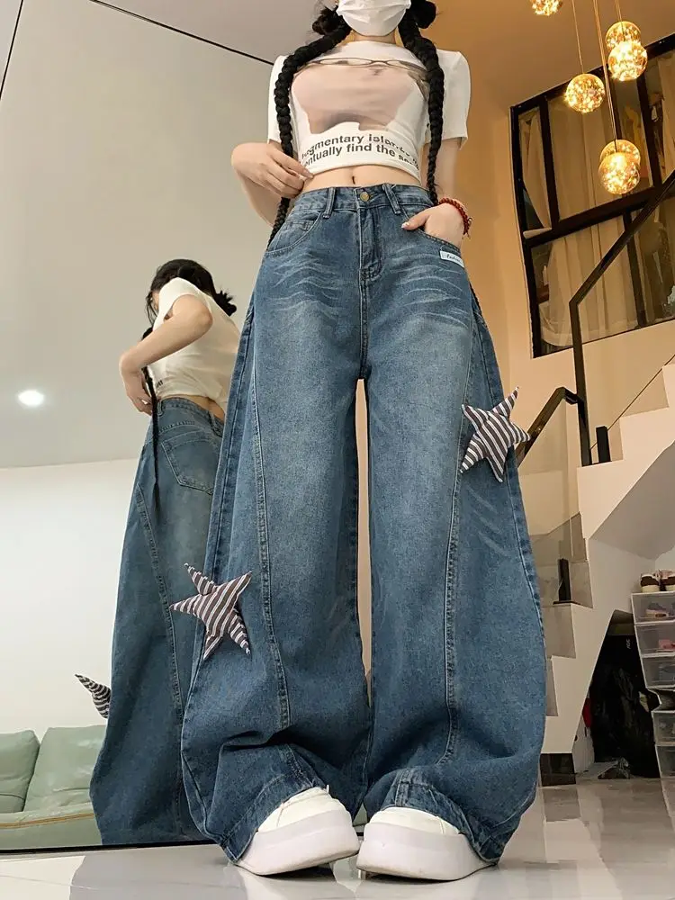 American Three-Dimensional Five-Pointed Star Wide-Leg Jeans Women Spring Summer New Lazy Style Design Slim Straight Pants
American Three-Dimensional Five-Pointed Star Wide-Leg Jeans Women Spring Summer New Lazy Style Design Slim Straight Pants