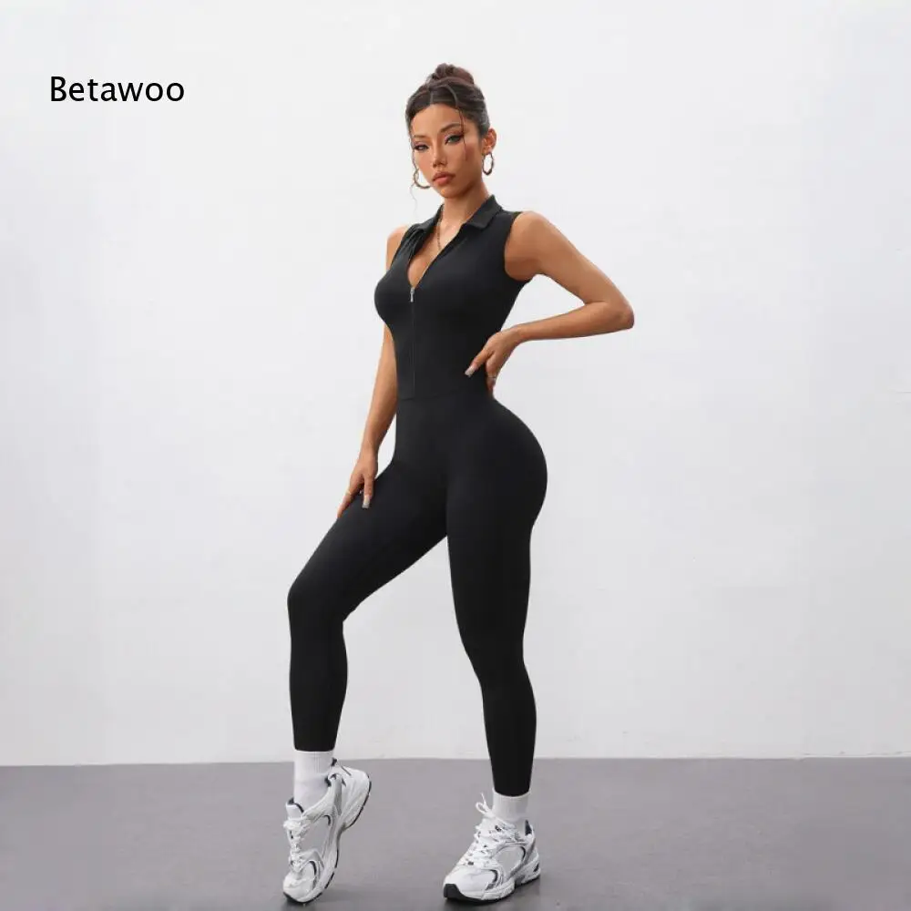 Women's Collared Half Zip Sleeveless High Stretch Tummy Control Jumpsuit
Women's Collared Half Zip Sleeveless High Stretch Tummy Control Jumpsuit
