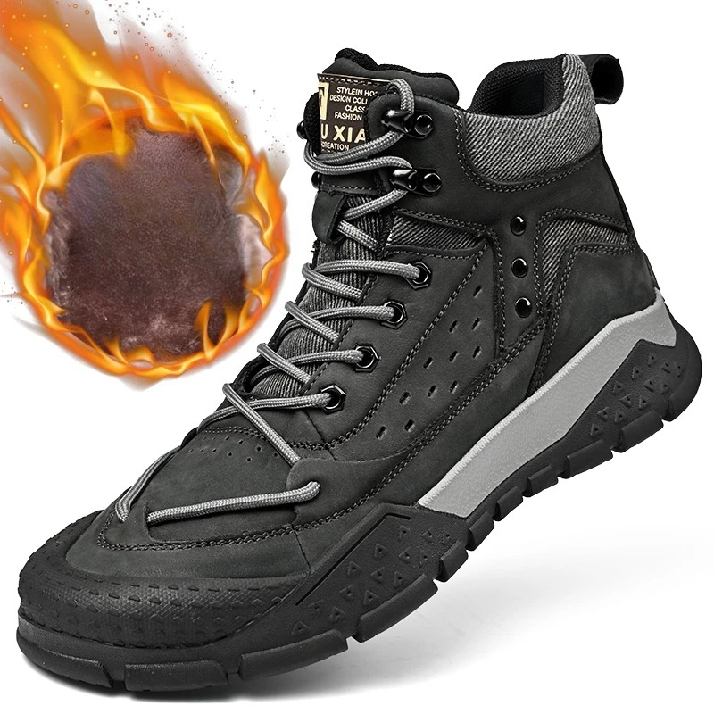 Модные уличные мужские походные ботинки среднего размера из воловьей кожи с толстой подошвой и флисовой подкладкой, теплые удобные зимние ботинки
Модные уличные мужские походные ботинки среднего размера из воловьей кожи с толстой подошвой и флисовой подкладкой, теплые удобные зимние ботинки