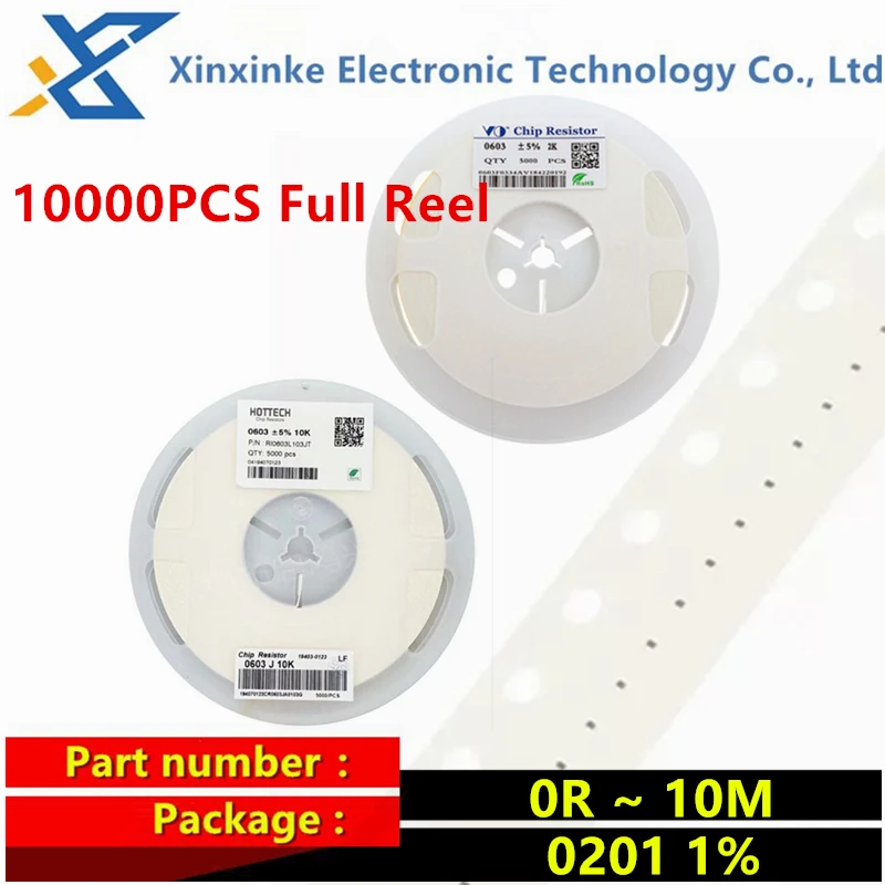 10000PCS 0201 1% SMD Resistor 1/10W 0R ~ 10M Ohm 0 1 10 100 150 220 330 470 Ohm 1K 2.2K 10K 100K 1M 1R 10R 100R 150R 220R 330R
10000PCS 0201 1% SMD Resistor 1/10W 0R ~ 10M Ohm 0 1 10 100 150 220 330 470 Ohm 1K 2.2K 10K 100K 1M 1R 10R 100R 150R 220R 330R