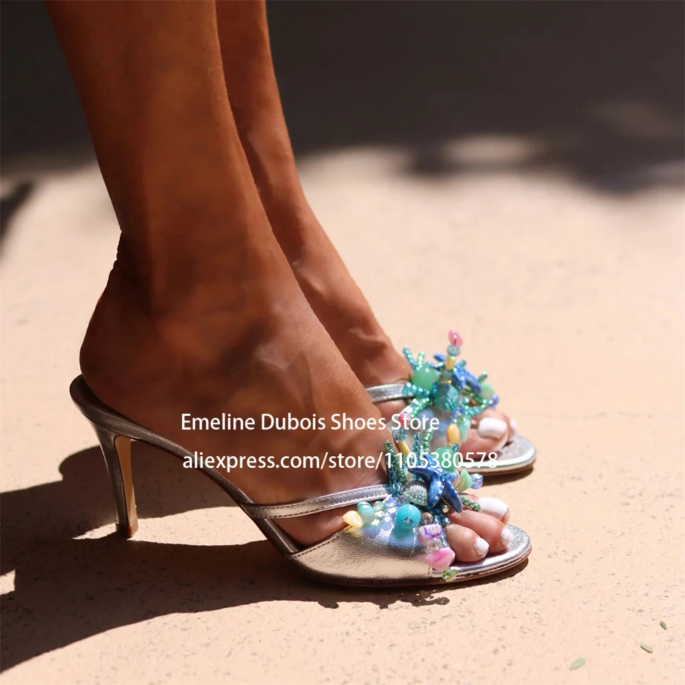 Starfish Sea Shell High Heel Sandals Colorful Beaded Slip On Stilettos Heel Mules Summer Women Shoes for Beach Party Vacation
Starfish Sea Shell High Heel Sandals Colorful Beaded Slip On Stilettos Heel Mules Summer Women Shoes for Beach Party Vacation
