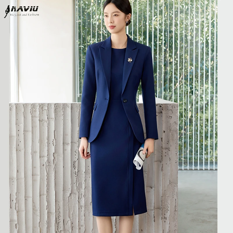 NAVIU женский профессиональный костюм, осенне-зимний элегантный тонкий пиджак на одной пуговице и платье, повседневные деловые костюмы для работы
NAVIU женский профессиональный костюм, осенне-зимний элегантный тонкий пиджак на одной пуговице и платье, повседневные деловые костюмы для работы