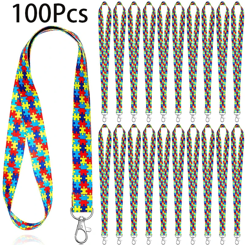 100 шт., ремешок с принтом головоломки и поворотным крючком для брелока, держатель идентификационного бейджа
100 шт., ремешок с принтом головоломки и поворотным крючком для брелока, держатель идентификационного бейджа