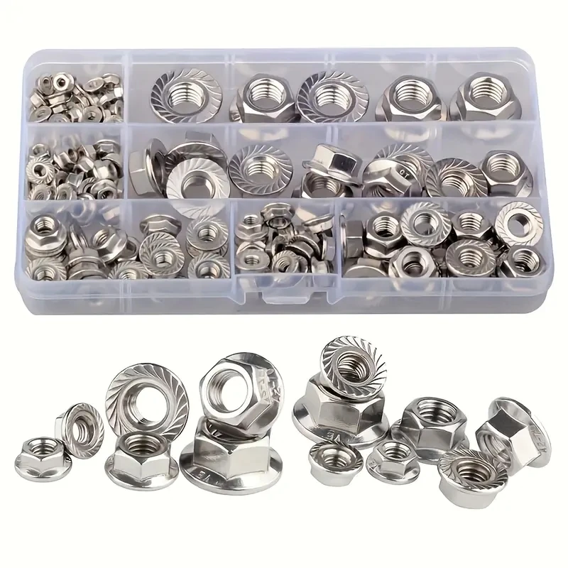 146 Hexagon lock nut inserts with 304 stainless steel flange nuts - serrated metric M3, M4, M5, M6, M8, M10, M12 for firm fasten
146 Hexagon lock nut inserts with 304 stainless steel flange nuts - serrated metric M3, M4, M5, M6, M8, M10, M12 for firm fasten