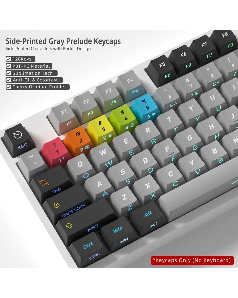 Prologue Theme Light Transmission Side Engraved PBT Keycaps 128 Keys Five-Sided Sublimation Mechanical Keyboard
Prologue Theme Light Transmission Side Engraved PBT Keycaps 128 Keys Five-Sided Sublimation Mechanical Keyboard