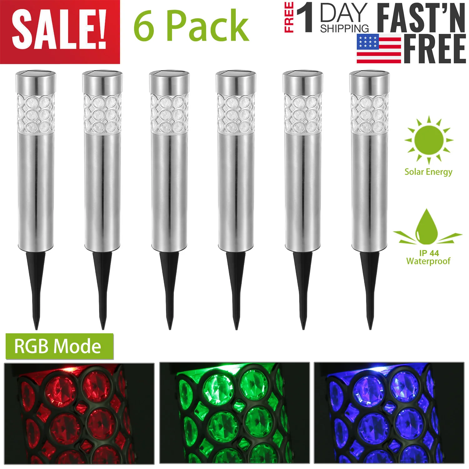 6Pcs Outdoor Solar Lights RGB Color Changing Garden Pathway Light Waterproof Stainless Steel Landscape Lawn Yard Walkway Patio Decor Lamp US Stock
6Pcs Outdoor Solar Lights RGB Color Changing Garden Pathway Light Waterproof Stainless Steel Landscape Lawn Yard Walkway Patio Decor Lamp US Stock