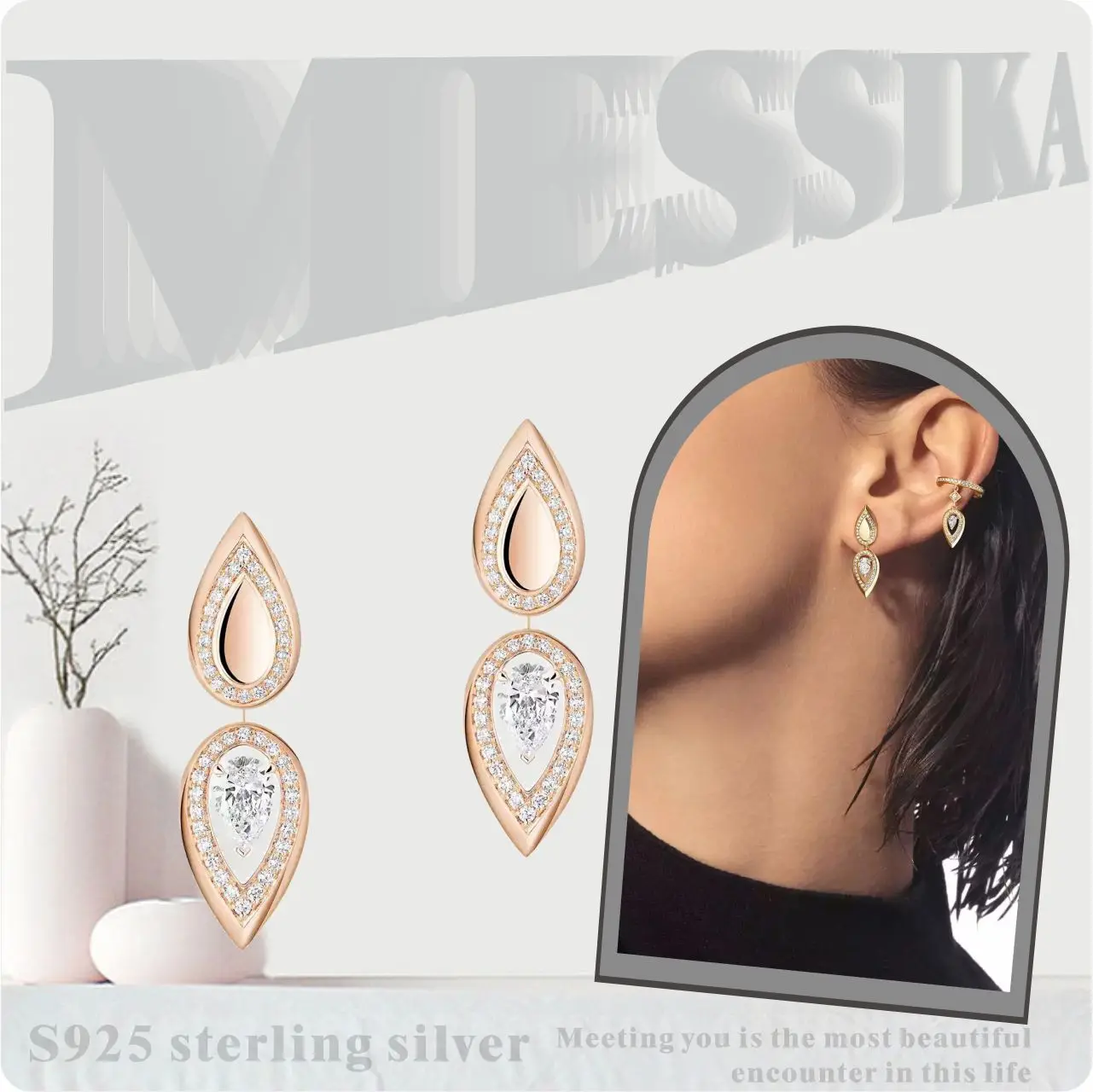 Classic Luxury Sterling Silver 925 Double Drop Diamond Drop Earrings messik 2024 New Stud Earrings FIERY collection earrings
Classic Luxury Sterling Silver 925 Double Drop Diamond Drop Earrings messik 2024 New Stud Earrings FIERY collection earrings