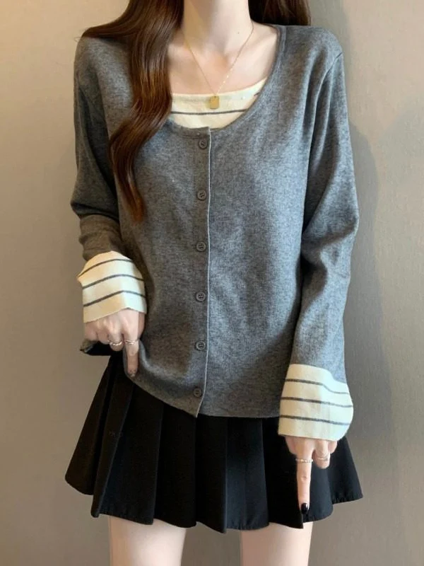 Gray Knitted Sweater Lazy Style Women's Shoulder Length Cardigan plus Size Slimming Top Spring 2026 New Arrival Big Size
Gray Knitted Sweater Lazy Style Women's Shoulder Length Cardigan plus Size Slimming Top Spring 2026 New Arrival Big Size