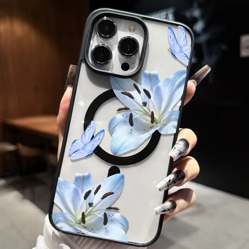 Blue Lily Butterfly Pattern Phone Case Suitable for iPhone 17 16 15 14 13 12 11 Pro/Max/Plus Anti Drop and Anti Shock Back Cover
Blue Lily Butterfly Pattern Phone Case Suitable for iPhone 17 16 15 14 13 12 11 Pro/Max/Plus Anti Drop and Anti Shock Back Cover