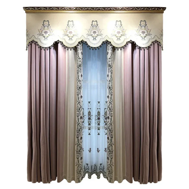 French embroidered curtains, warm bedroom blackout, romantic pink, high-end curtain head
French embroidered curtains, warm bedroom blackout, romantic pink, high-end curtain head