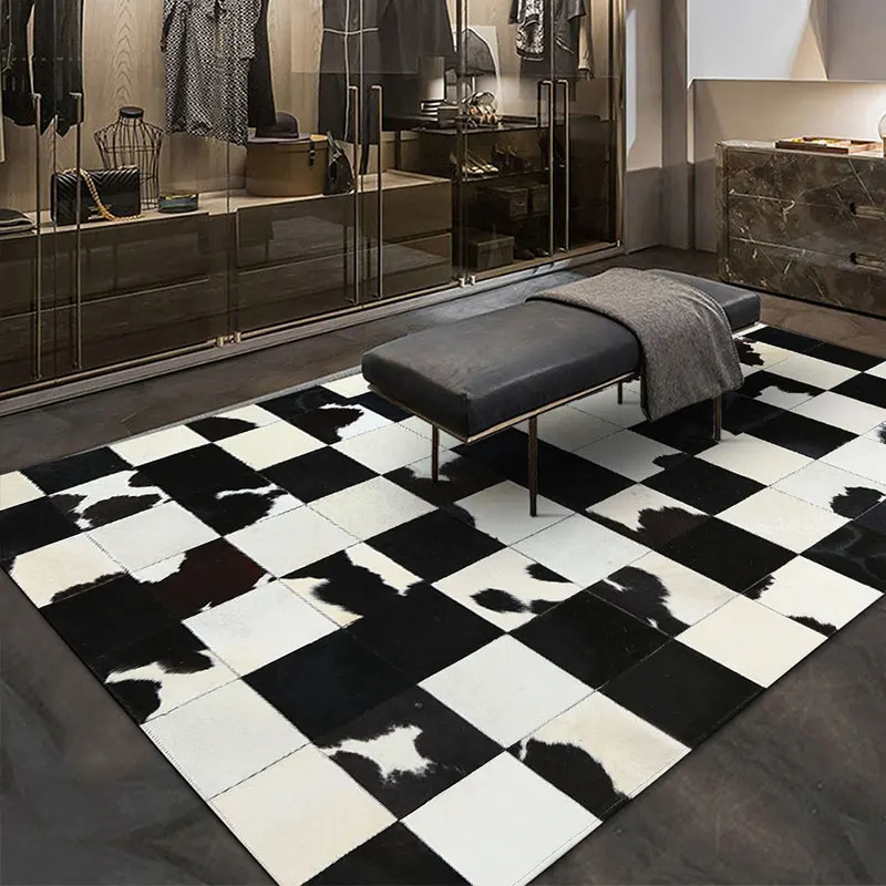 Modern Simple Black and White Cowhide Stitching Carpet Light Luxury Household Bedside Fur Rug for Living Room Sofa Tea Table
Modern Simple Black and White Cowhide Stitching Carpet Light Luxury Household Bedside Fur Rug for Living Room Sofa Tea Table
