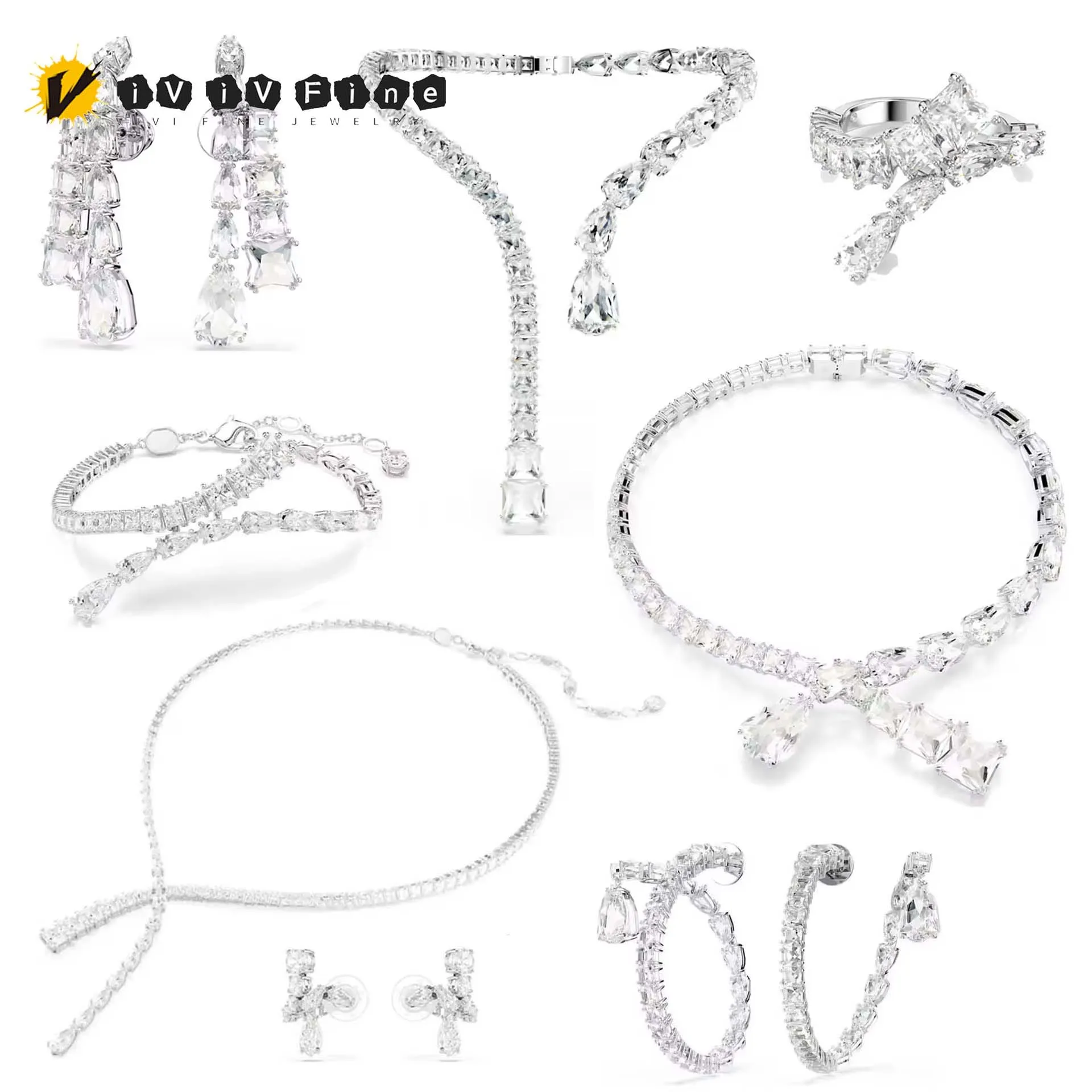 Original 2025 High-Quality Sparkling Cut Crystal Wedding Jewelry Set Enchanting Women's Geometric Necklace Earring Bracelet Ring
Original 2025 High-Quality Sparkling Cut Crystal Wedding Jewelry Set Enchanting Women's Geometric Necklace Earring Bracelet Ring