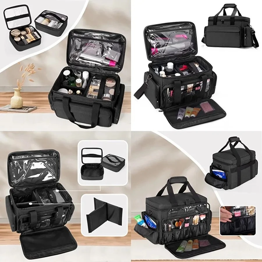 Large Makeup Bag with 2 Removable Pouches and Detachable Dividers, Multifunctional Cosmetic Bag to Keep Makeup and Hair Supplies,Black
Large Makeup Bag with 2 Removable Pouches and Detachable Dividers, Multifunctional Cosmetic Bag to Keep Makeup and Hair Supplies,Black