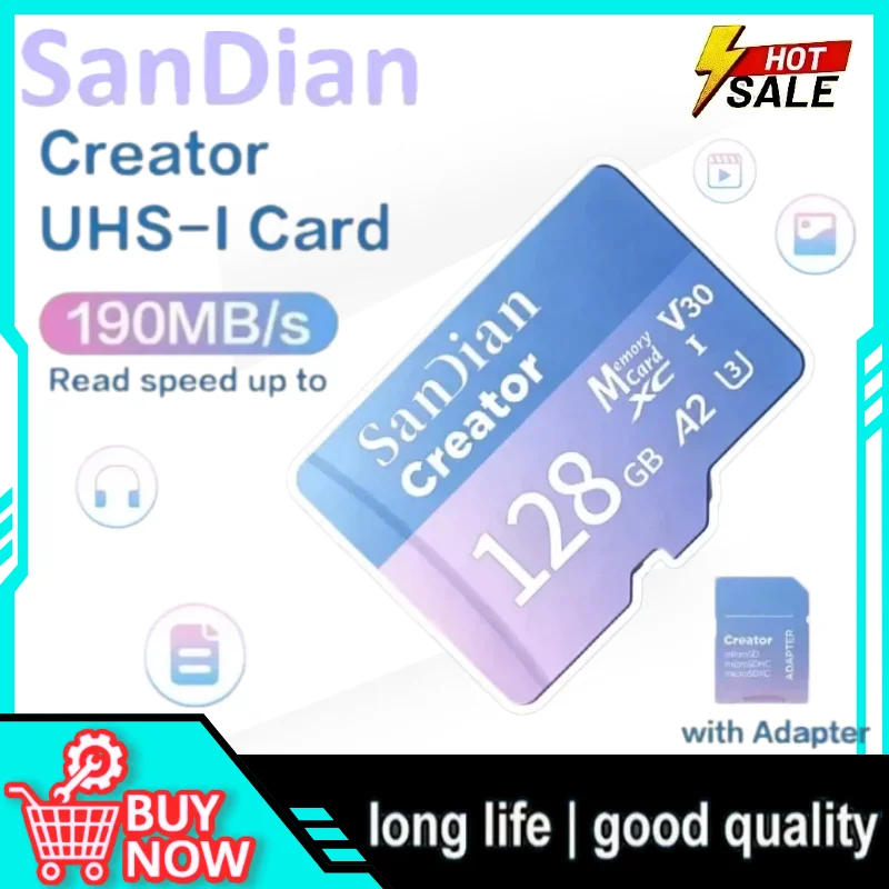 2026 New Creator MicroTf SD XC CARD 128GB V30 A2 Memory Card 256GB 512GB Micro Tf SD Card Max 190Mb/s TF Card for 4K drone GOPR
2026 New Creator MicroTf SD XC CARD 128GB V30 A2 Memory Card 256GB 512GB Micro Tf SD Card Max 190Mb/s TF Card for 4K drone GOPR