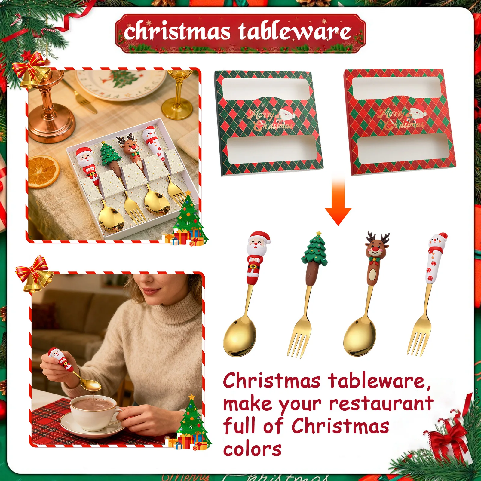 Christmas Dessert Spoon Fork Gift Set Merry Christmas Party Cutlery Christmas Tableware Christmas Decorations Navidad
Christmas Dessert Spoon Fork Gift Set Merry Christmas Party Cutlery Christmas Tableware Christmas Decorations Navidad