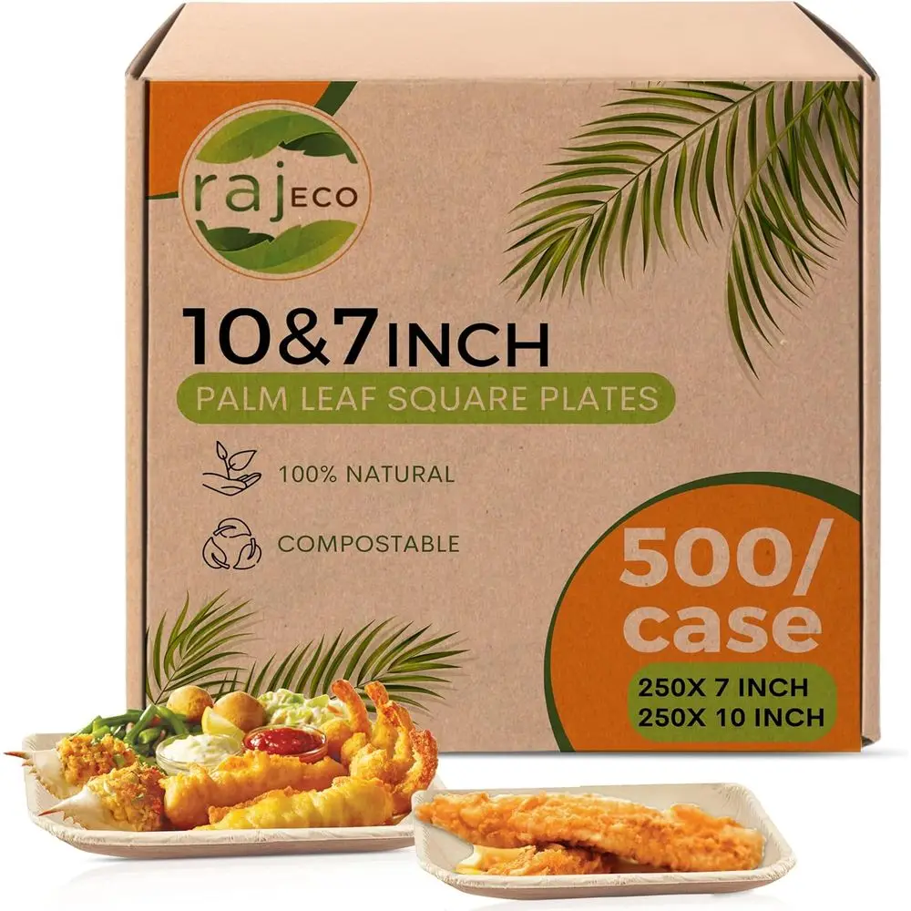 Bulk 50-Pack 10 & 7 Square Bamboo-Like Compostable Plates, Strong and Decorative for Weddings, Lunches, and Dinners
Bulk 50-Pack 10 & 7 Square Bamboo-Like Compostable Plates, Strong and Decorative for Weddings, Lunches, and Dinners