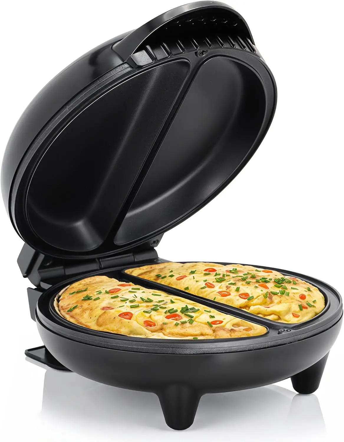 EOM205 Карманная машина для закусок с антипригарным покрытием для омлета Frittata для 2 отдельных омлетов диаметром 6,5 дюйма, нержавеющей стали и черного цвета 
EOM205 Карманная машина для закусок с антипригарным покрытием для омлета Frittata для 2 отдельных омлетов диаметром 6,5 дюйма, нержавеющей стали и черного цвета