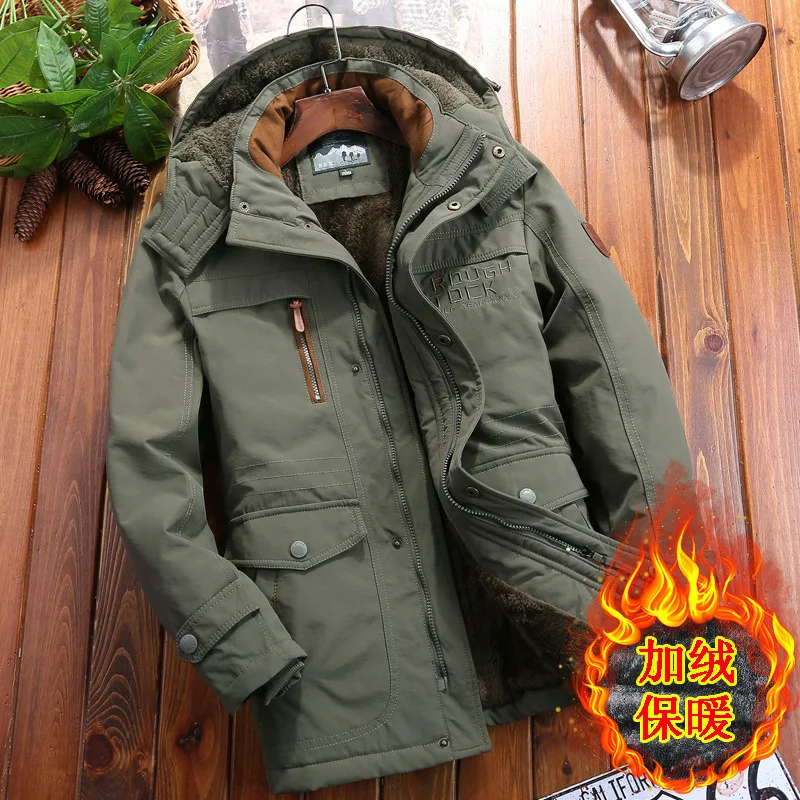 Outdoor Tooling Cotton-padded Clothes For Men With Velvet And Thicker Winter Loose And Casual Middle-aged Multi-pocket Jackets
Outdoor Tooling Cotton-padded Clothes For Men With Velvet And Thicker Winter Loose And Casual Middle-aged Multi-pocket Jackets