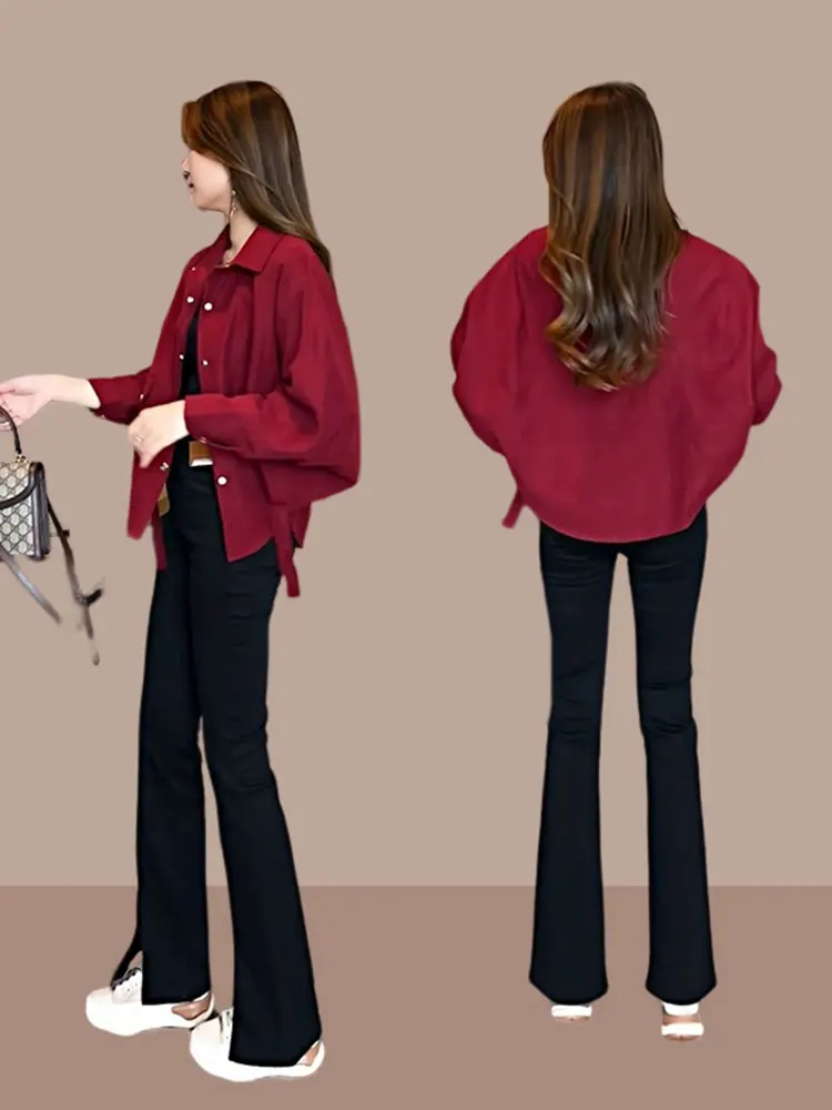 Faionable Wine Red Batwing Sve irt Women's Spring Autumn Small Size Unique Design Sense irt Korean Sle Slim Fit
Faionable Wine Red Batwing Sve irt Women's Spring Autumn Small Size Unique Design Sense irt Korean Sle Slim Fit