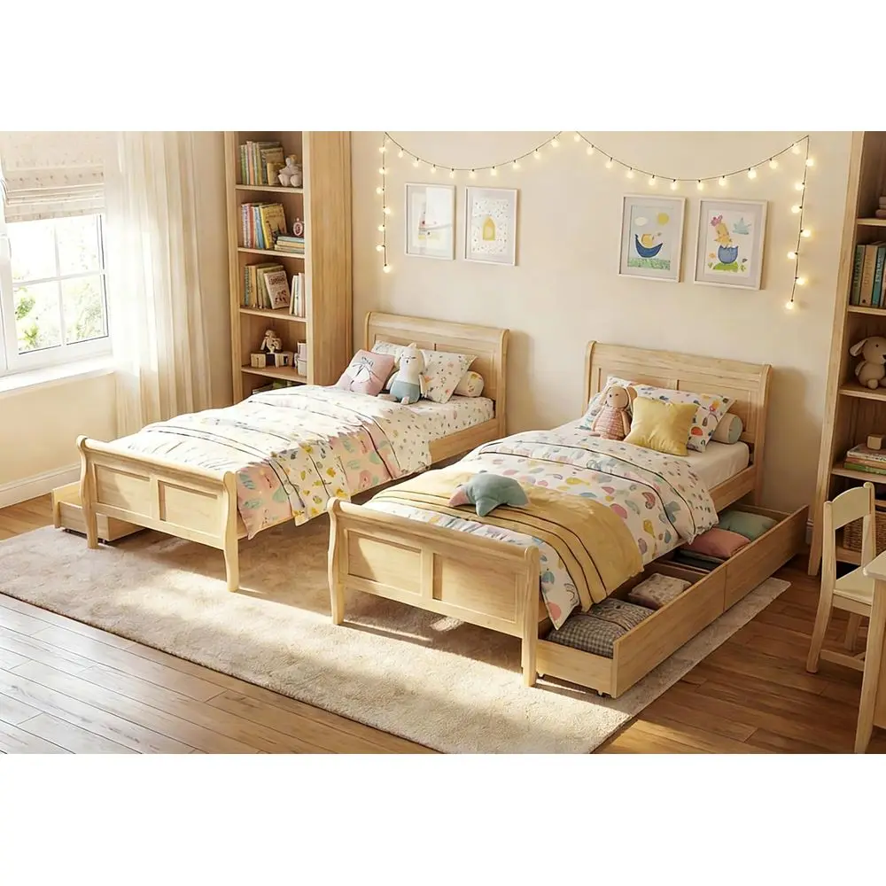 KOMOTT 2 Twin Bed with 2 Ders, Twin Storage Bed with board or Bedroom, Sleigh Wood Bed e with Wooden Slats Support or Kids, Teen
KOMOTT 2 Twin Bed with 2 Ders, Twin Storage Bed with board or Bedroom, Sleigh Wood Bed e with Wooden Slats Support or Kids, Teen