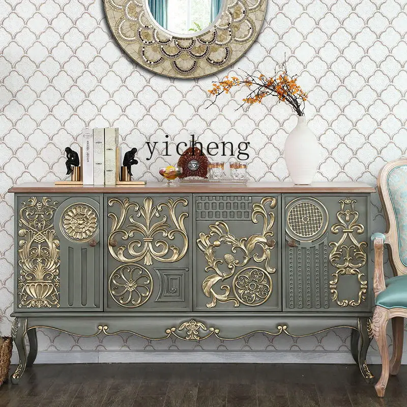 TQH retro solid wood dining side cabinet, facing the entrance door, engraved hand-painted decorative cabinet
TQH retro solid wood dining side cabinet, facing the entrance door, engraved hand-painted decorative cabinet
