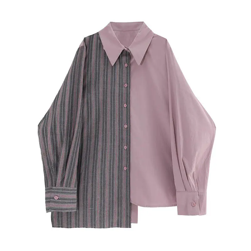 SuperAen 2026 Spring New Striped Patchwork Design Pink Women's Shirt Single Breasted Asymmetrical Casual Thin Shirts
SuperAen 2026 Spring New Striped Patchwork Design Pink Women's Shirt Single Breasted Asymmetrical Casual Thin Shirts