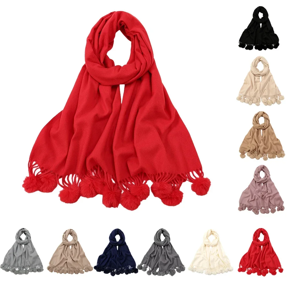 High Quality Plain Warm Women Thicken Long Tassel Pom Pom Cashmere Shawl Scarf Winter Oversized Pashminas Poncho Hijab Scarves
High Quality Plain Warm Women Thicken Long Tassel Pom Pom Cashmere Shawl Scarf Winter Oversized Pashminas Poncho Hijab Scarves
