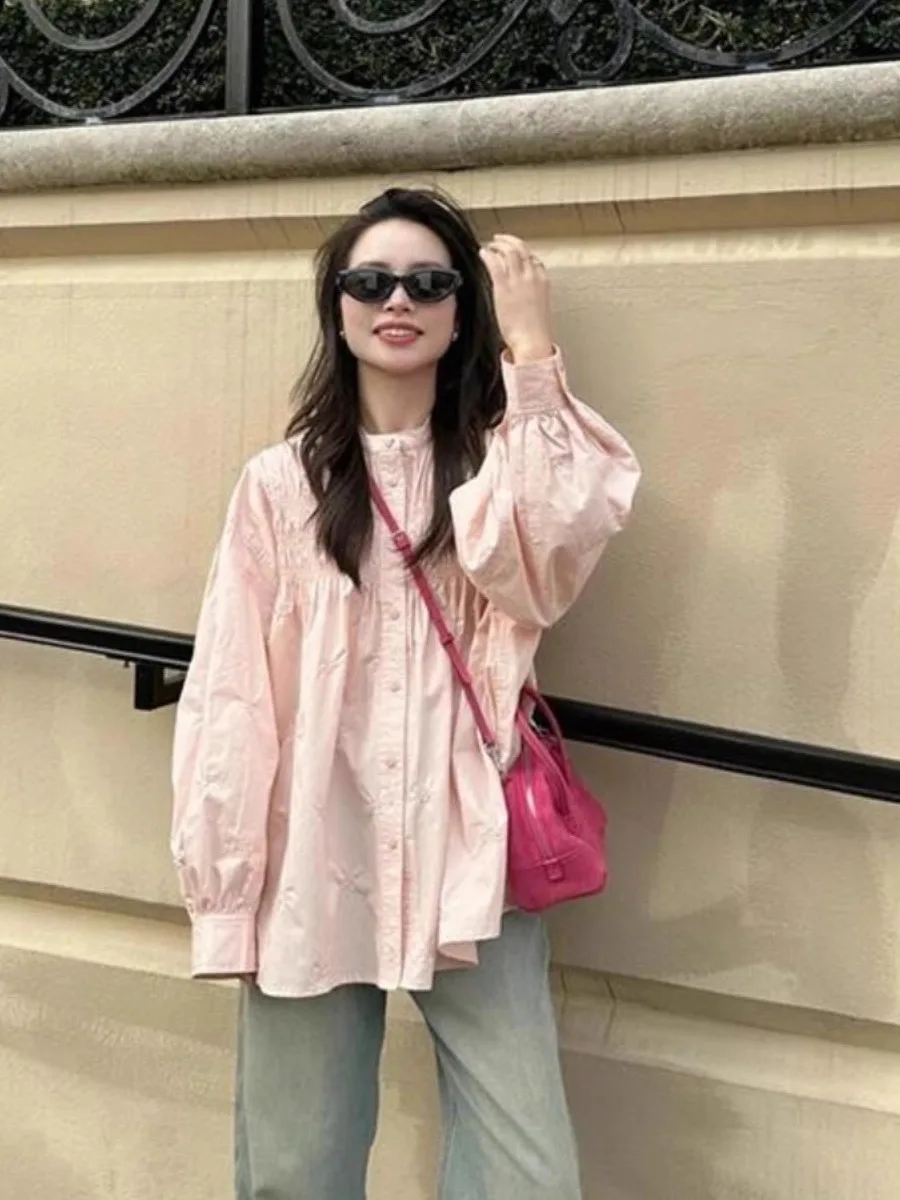 Sweet Pink Knot Embroidered irt Women's Summer Sle Chic Gentle Sun Protection Top Korean Loose Fit Long Sve
Sweet Pink Knot Embroidered irt Women's Summer Sle Chic Gentle Sun Protection Top Korean Loose Fit Long Sve