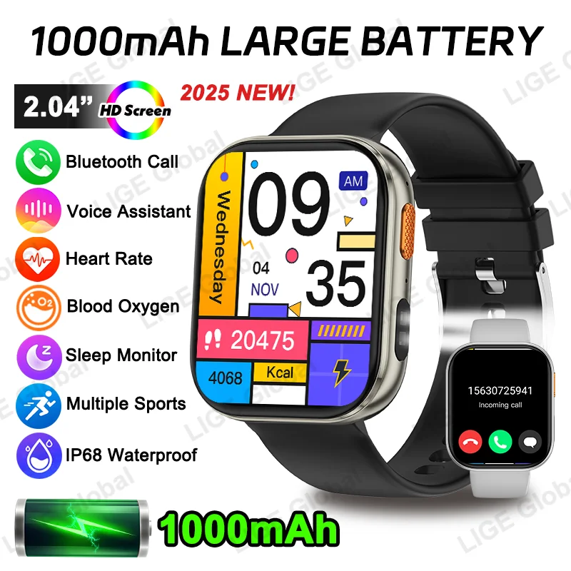 LIGE для мужчин и женщин, 1000 мАч, умные часы с аккумулятором, светодиодный фонарик, водонепроницаемые, пульсометр, спортивные Bluetooth-вызовы, умные часы для iOS Android
LIGE для мужчин и женщин, 1000 мАч, умные часы с аккумулятором, светодиодный фонарик, водонепроницаемые, пульсометр, спортивные Bluetooth-вызовы, умные часы для iOS Android