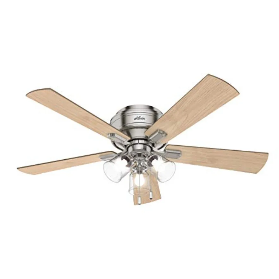 52 inch Indoor Ceiling Fan with LED Lights and Pull Chain - Low Profile Flush Mount, 5 Blades, Brushed Nickel, Quiet Operation
52 inch Indoor Ceiling Fan with LED Lights and Pull Chain - Low Profile Flush Mount, 5 Blades, Brushed Nickel, Quiet Operation