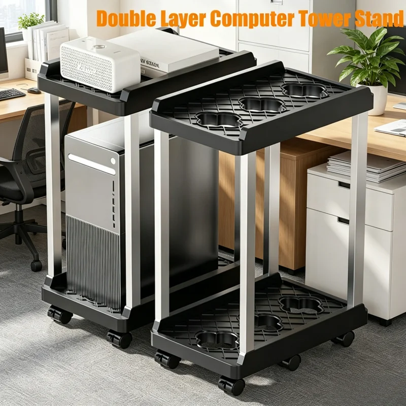Double Layer Computer Tower Stand, Mobile Base with Universal Wheels, Heightening PC CPU Support Bracket for Storage
Double Layer Computer Tower Stand, Mobile Base with Universal Wheels, Heightening PC CPU Support Bracket for Storage