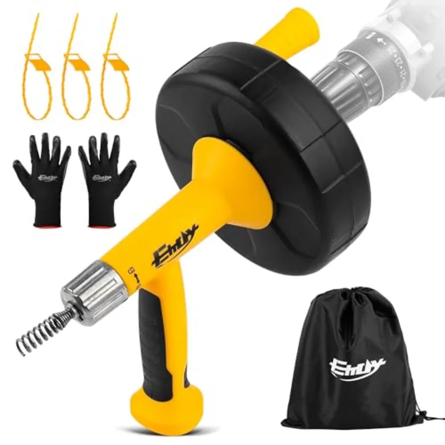 【Spot goods】Drain Augers Clog Remover with Drill Adapter 25 Feet Heavy Duty Flexible Plumbing Snake Use Manually or Powered
【Spot goods】Drain Augers Clog Remover with Drill Adapter 25 Feet Heavy Duty Flexible Plumbing Snake Use Manually or Powered