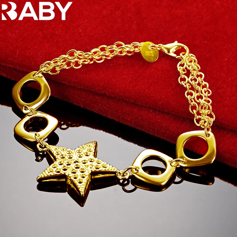 URBABY 925 Sterling Silver 18K Gold Hollow Star Bracelets For Women Fashion Wedding Party Charms Jewelry Accessories Gifts
URBABY 925 Sterling Silver 18K Gold Hollow Star Bracelets For Women Fashion Wedding Party Charms Jewelry Accessories Gifts