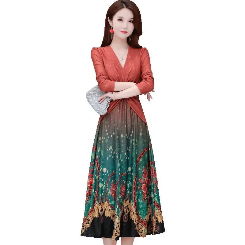 Women New Printed Dress 2022 Spring Autumn Feminine Temperament Mid-length Color Matching Slim Long-sleeved A-line Dresses A1257
Women New Printed Dress 2022 Spring Autumn Feminine Temperament Mid-length Color Matching Slim Long-sleeved A-line Dresses A1257