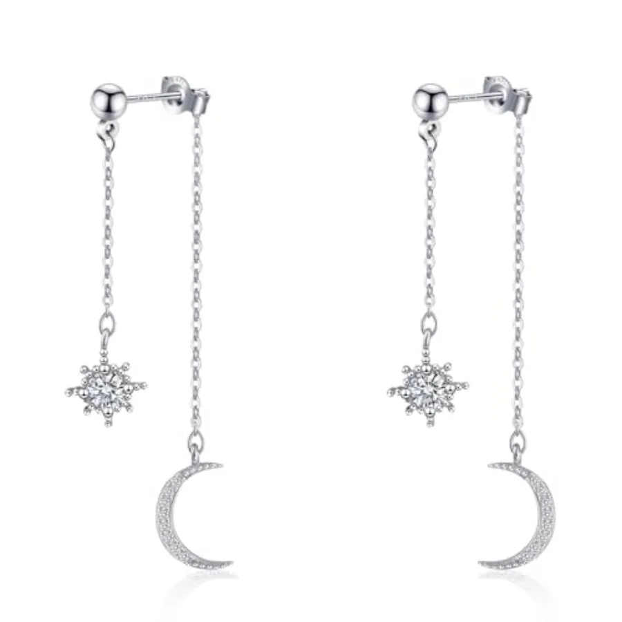 Moon and Star Dangle Earrings for Women Chain Tassel with Cubic Zirconia Drop Celestial Jewelry for Wedding Gift
Moon and Star Dangle Earrings for Women Chain Tassel with Cubic Zirconia Drop Celestial Jewelry for Wedding Gift