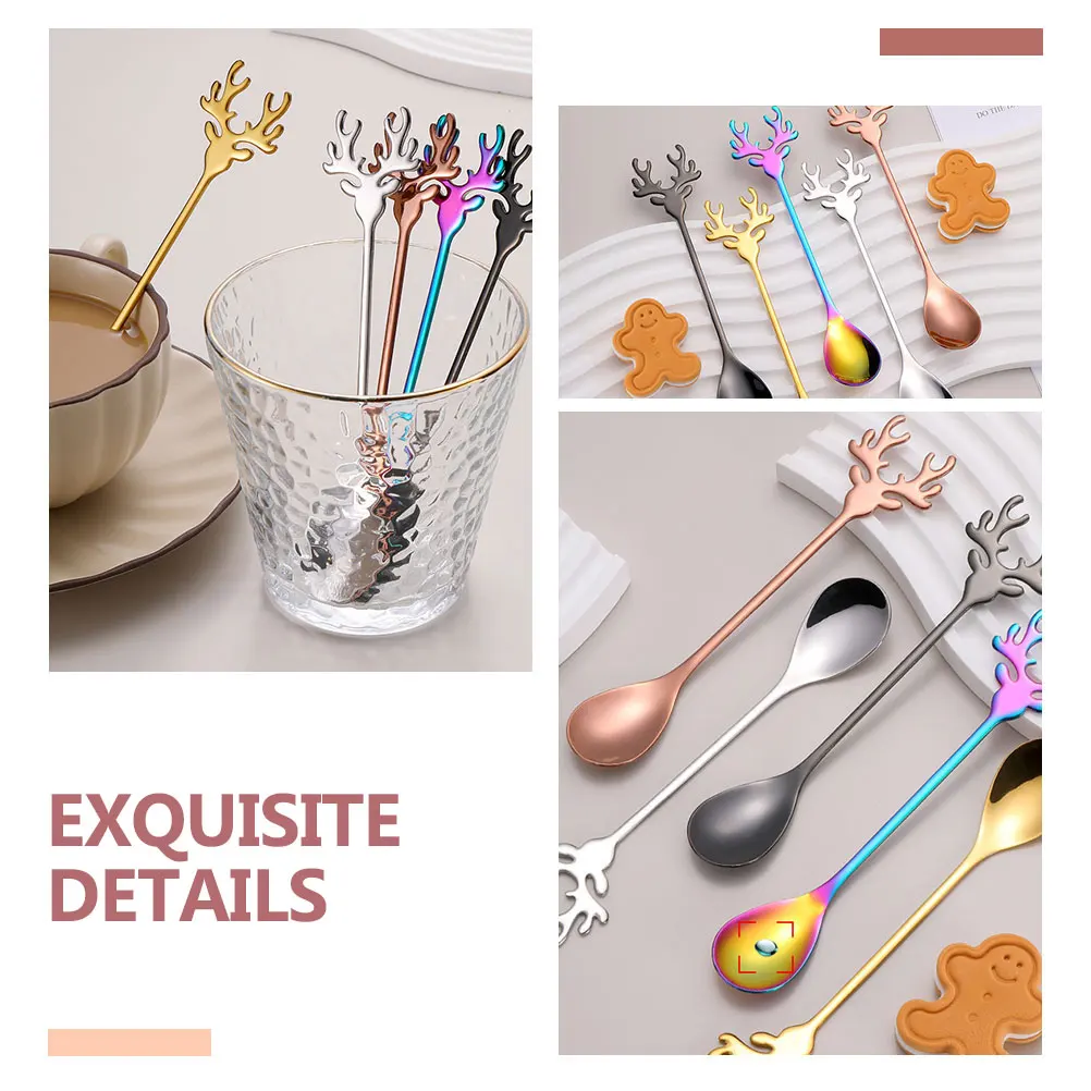 4 Pcs Wapiti Pattern Spoons Stainless Steel Long Handle Ergonomic Design Christmas Gift Kids Party Supplies Home Restaurant 
4 Pcs Wapiti Pattern Spoons Stainless Steel Long Handle Ergonomic Design Christmas Gift Kids Party Supplies Home Restaurant