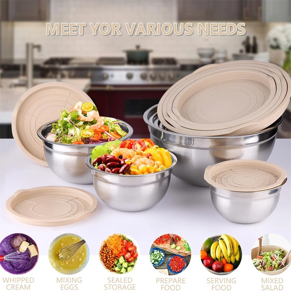 20PCS/32PCS stainless steel salad pot with lid, rust proof, used for mixing/preparation/blending, dishwasher washable
20PCS/32PCS stainless steel salad pot with lid, rust proof, used for mixing/preparation/blending, dishwasher washable