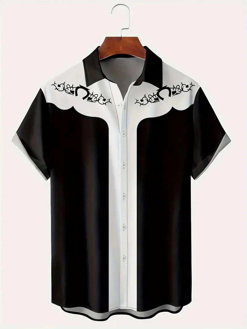 2024 Summer New men's Short Sleeved Shirt Black And White Color Blocked Printed Shirt Hawaii Vacation Popular Shirt
2024 Summer New men's Short Sleeved Shirt Black And White Color Blocked Printed Shirt Hawaii Vacation Popular Shirt