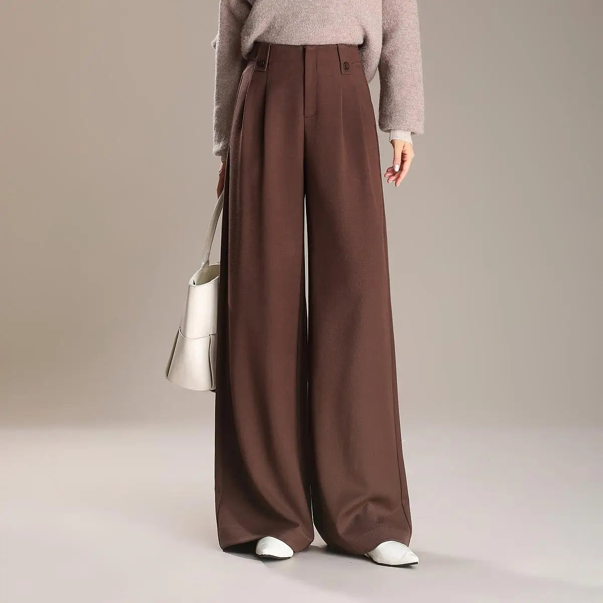 Women's High Mid Waist Office Pants Autumn Winter Wide Leg Straight Long Trousers for Ladies
Women's High Mid Waist Office Pants Autumn Winter Wide Leg Straight Long Trousers for Ladies