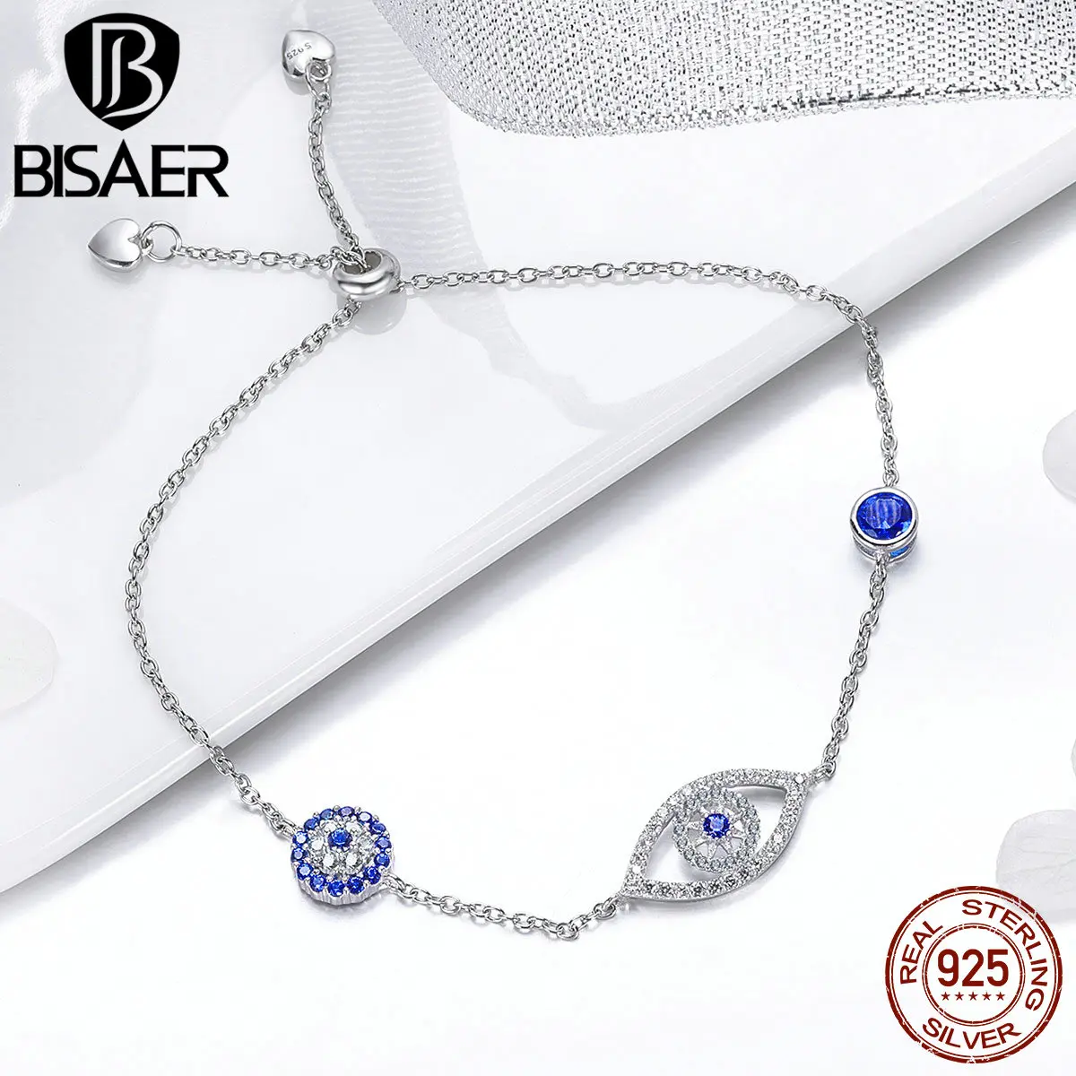 BISAER Hot Sale 925 Sterling Silver Femme Bracelet Blue Eye Lucky Women Bracelets Blue Eyes Sterling Silver Jewelry Gift ECB089
BISAER Hot Sale 925 Sterling Silver Femme Bracelet Blue Eye Lucky Women Bracelets Blue Eyes Sterling Silver Jewelry Gift ECB089