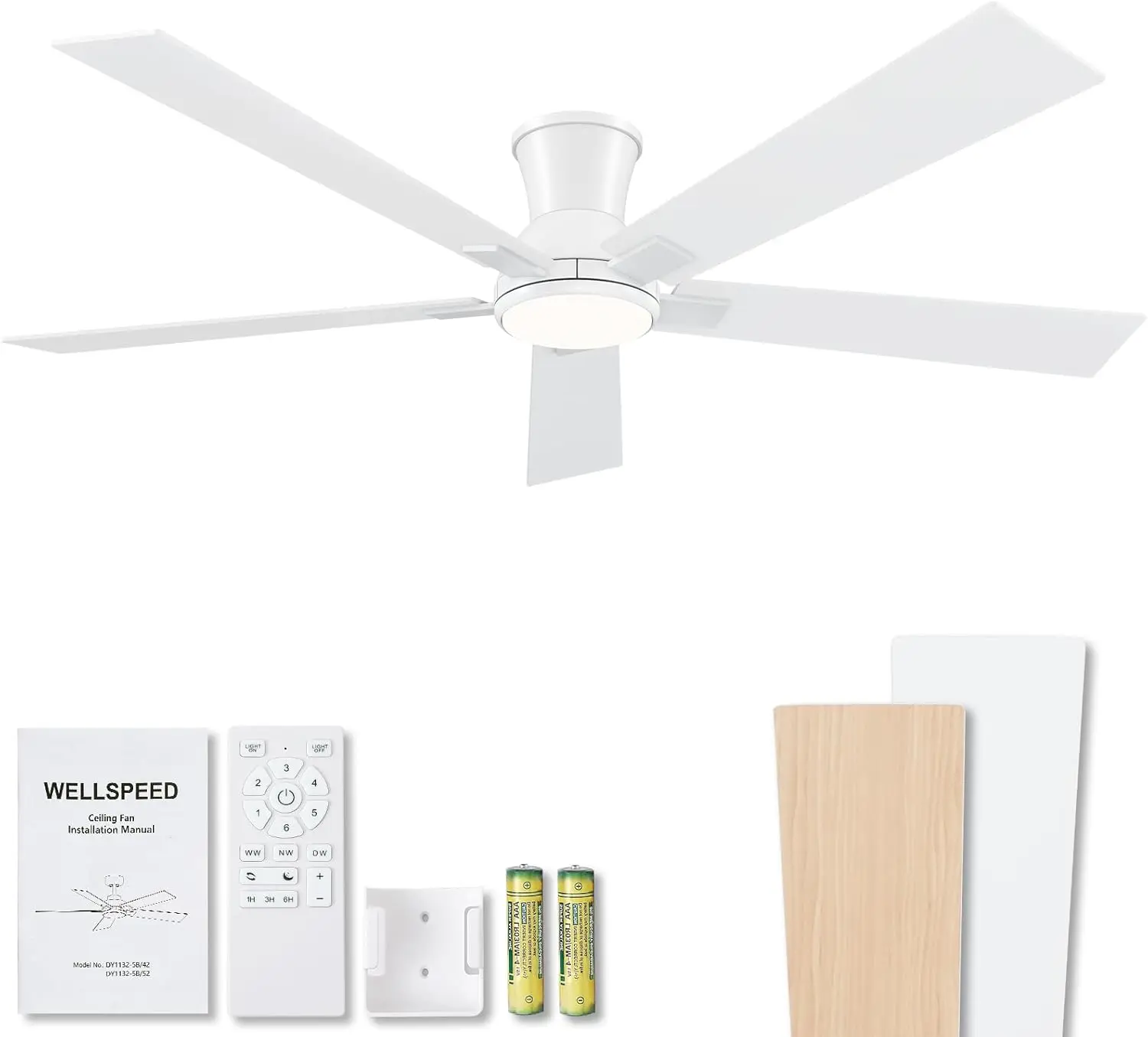 60-Inch White Low-Profile Ceiling Fan with Light, 3-Color Temperature Dimmable LED, 6-Speed Remote, Reversible Motor, Quiet, Energy-Saving for Bedroom and Living Room, ETL Certified
60-Inch White Low-Profile Ceiling Fan with Light, 3-Color Temperature Dimmable LED, 6-Speed Remote, Reversible Motor, Quiet, Energy-Saving for Bedroom and Living Room, ETL Certified
