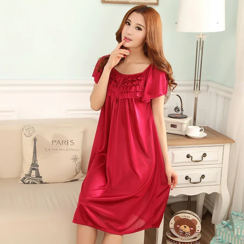 M-5XL Night Dress Ladies Sleepwear Women Silk Nightgowns Sexy Sleepwear Sleeping Dress Summer Pijamas
M-5XL Night Dress Ladies Sleepwear Women Silk Nightgowns Sexy Sleepwear Sleeping Dress Summer Pijamas
