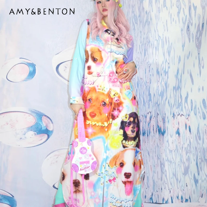Japanese 2025 Spring Summer New Colorful Women's Long Dress Y2k Sweet Cute Cartoon Print Loose And Thin Shirt Dresses Ladies
Japanese 2025 Spring Summer New Colorful Women's Long Dress Y2k Sweet Cute Cartoon Print Loose And Thin Shirt Dresses Ladies