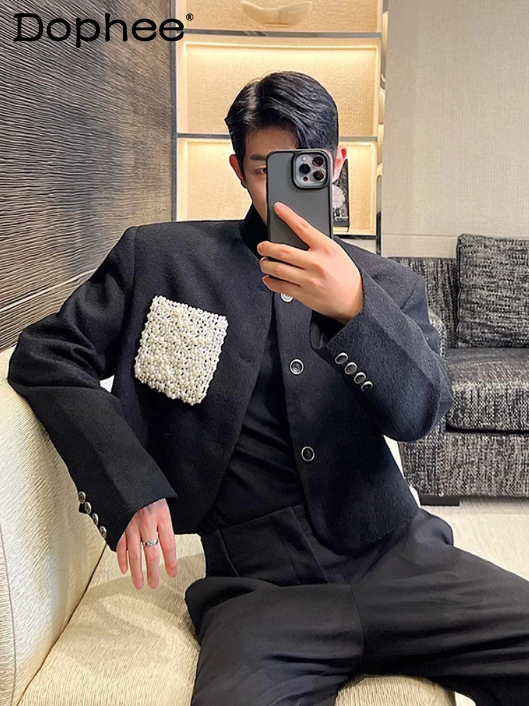 2025 New Small Fragrant Long-sleeve Jackets Men's Niche High-end Pearl Pocket Round Neck Short Coats Trendy Male Handsome Coat
2025 New Small Fragrant Long-sleeve Jackets Men's Niche High-end Pearl Pocket Round Neck Short Coats Trendy Male Handsome Coat